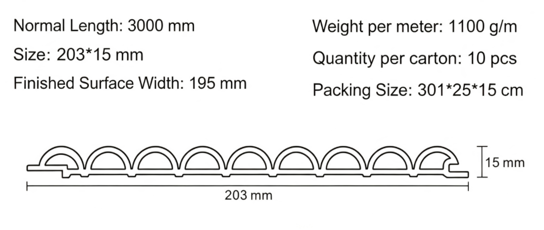 203 WPC Large‑arc Fluted Wall Panel