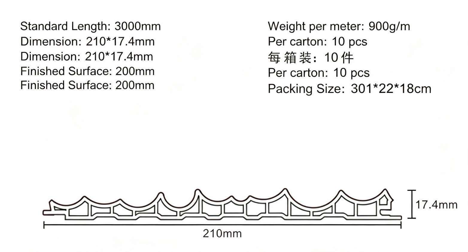 210 WPC Wide Multi‑groove Fluted Wall Panel 210 WPC Wide Multi‑groove Fluted Wall Panel