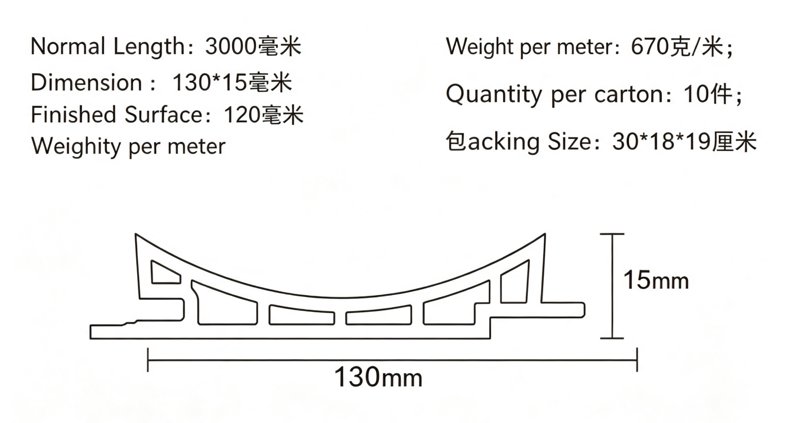 130 WPC Large‑Slight‑Arc Wall Panel 130 WPC Large‑Slight‑Arc Wall Panel