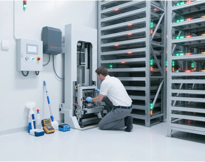 Medical and healthcare warehouse storage solution with clean handling environment