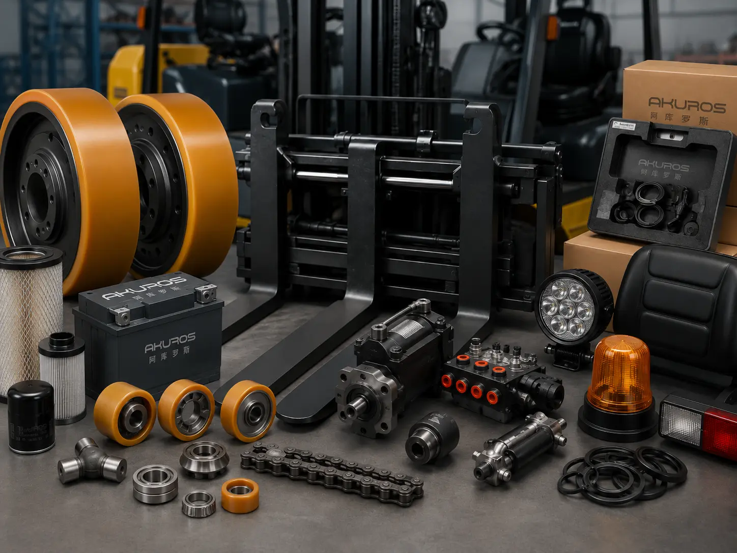 Forklift parts accessories tires and attachments