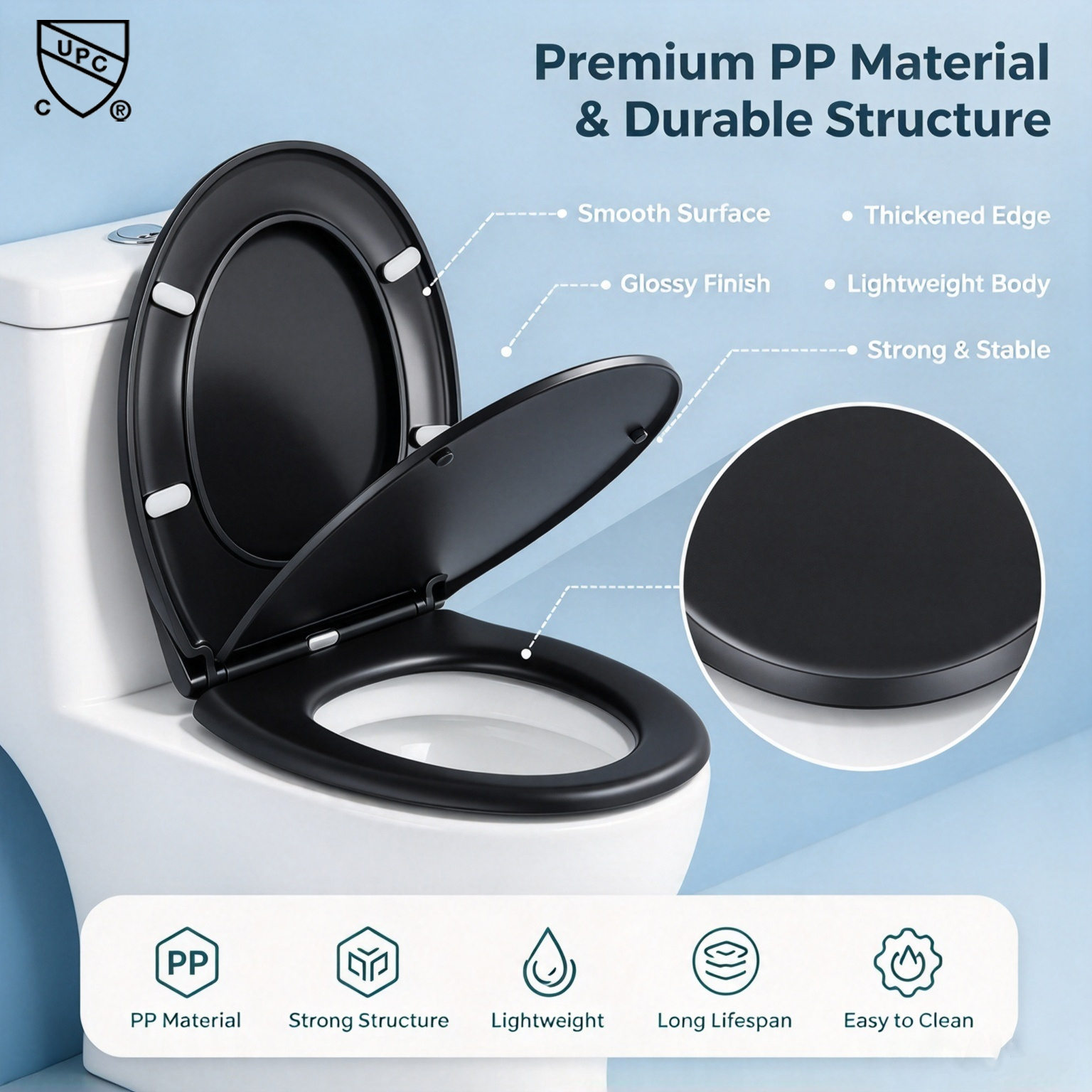High-Quality PP Toilet Seat Gains Global Popularity for Durability & Practicality