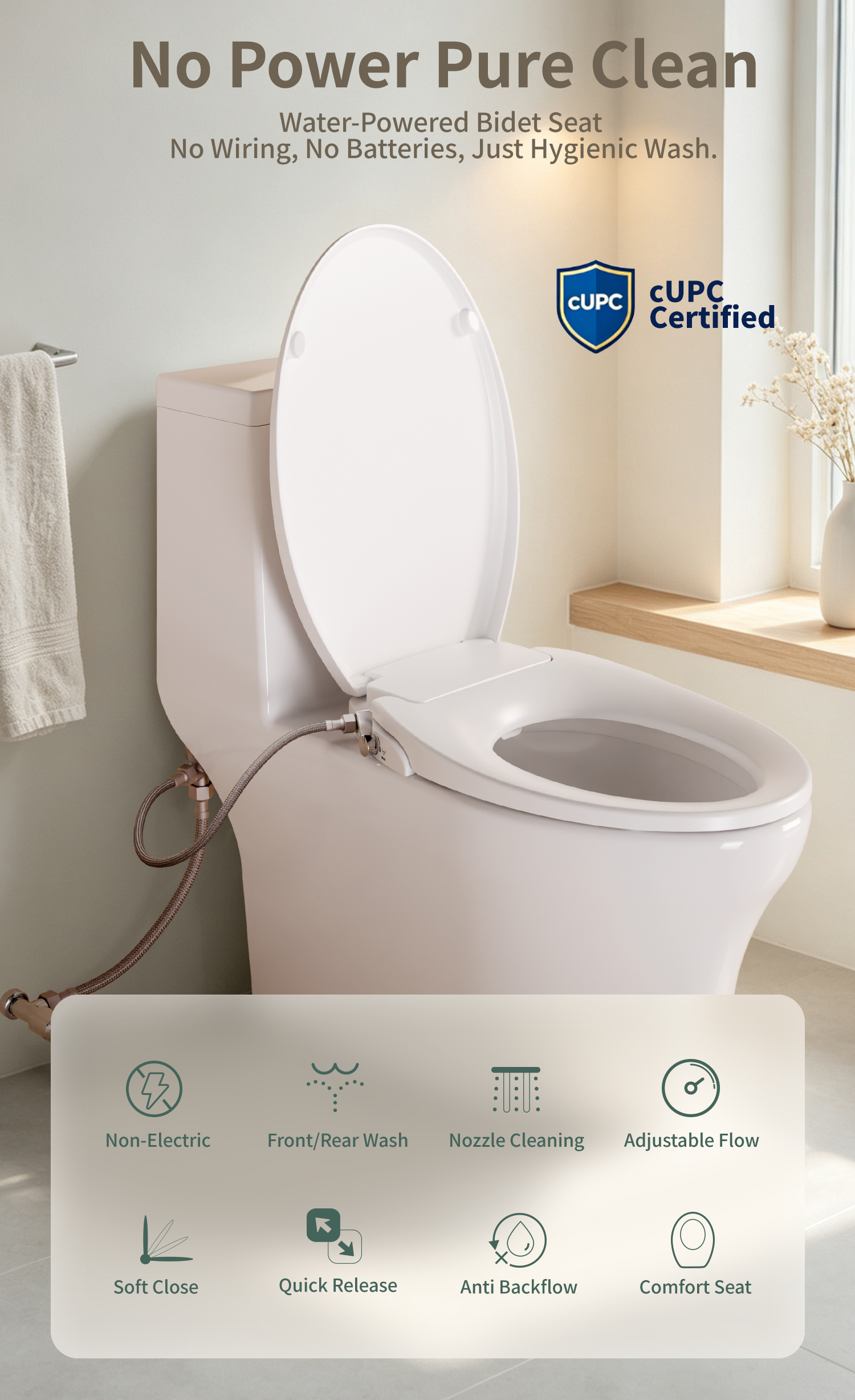 The non-electric bidet attachment transforms ordinary toilets into premium hygiene stations.
