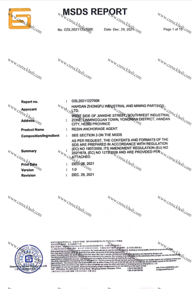 Resin anchoring agent ISO