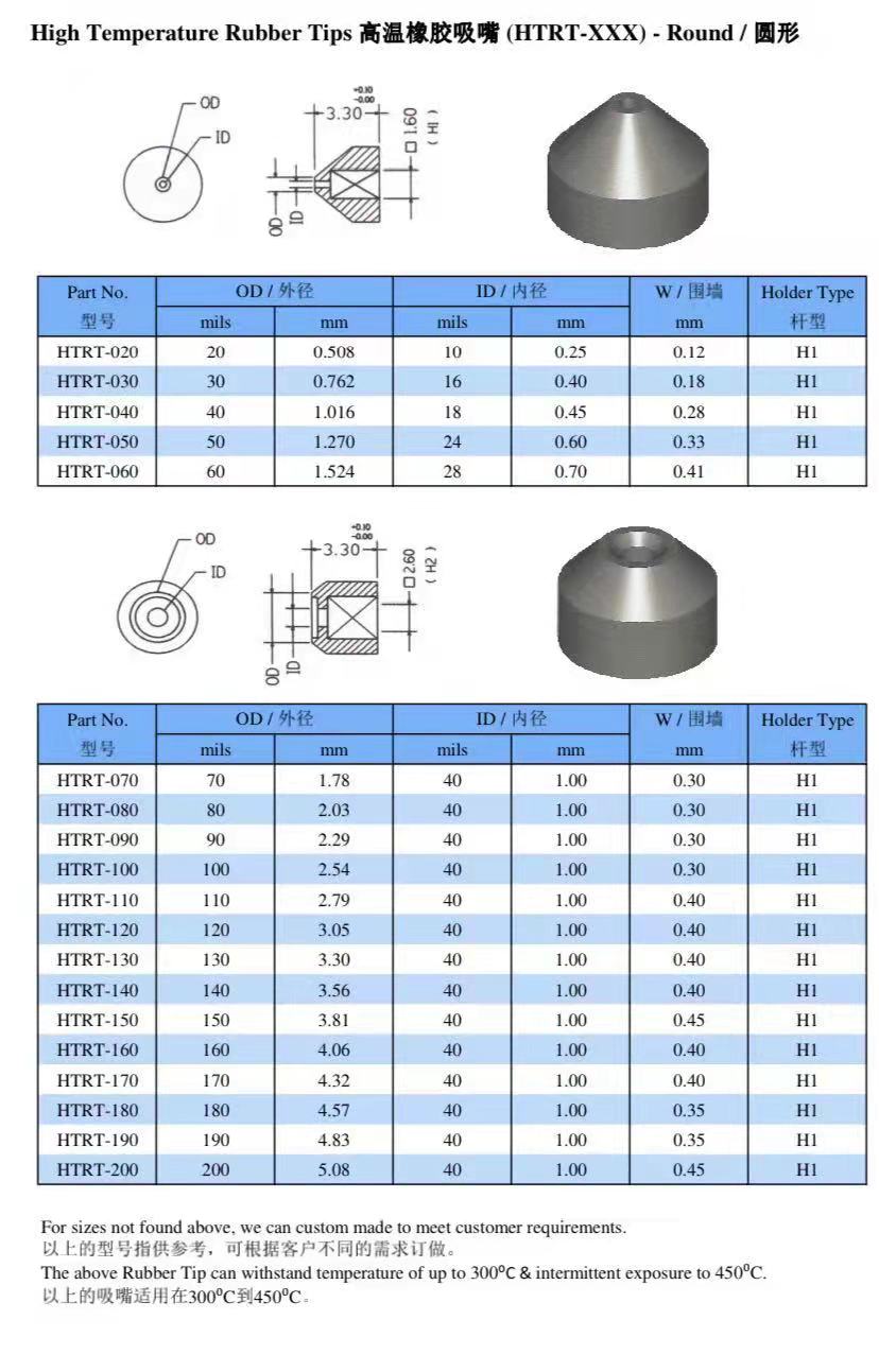 High temperature rubber suction nozzle tips for die bonder ASM