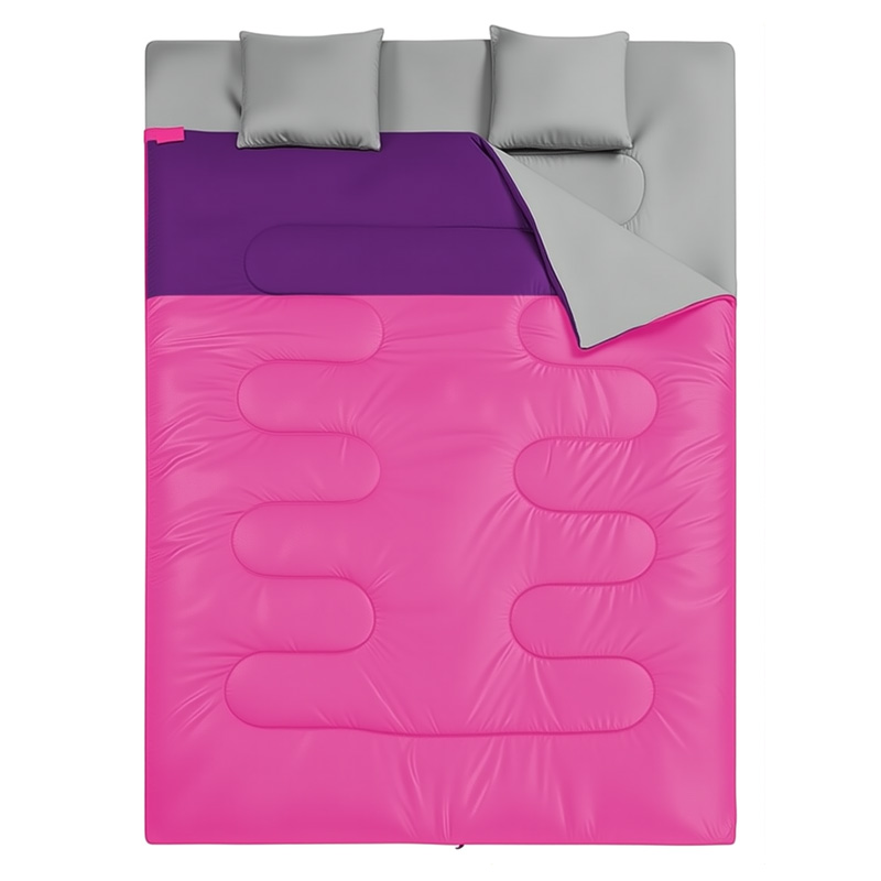 Hoodless Double Sleeping Bag – Soft Cotton Fill for Camping & Outdoor Adventures