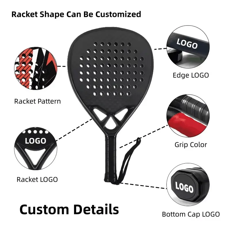 Water Label Padel Racket 3K 12K Carbon Fiber Padel Racket Beach Tennis Padel DD0122