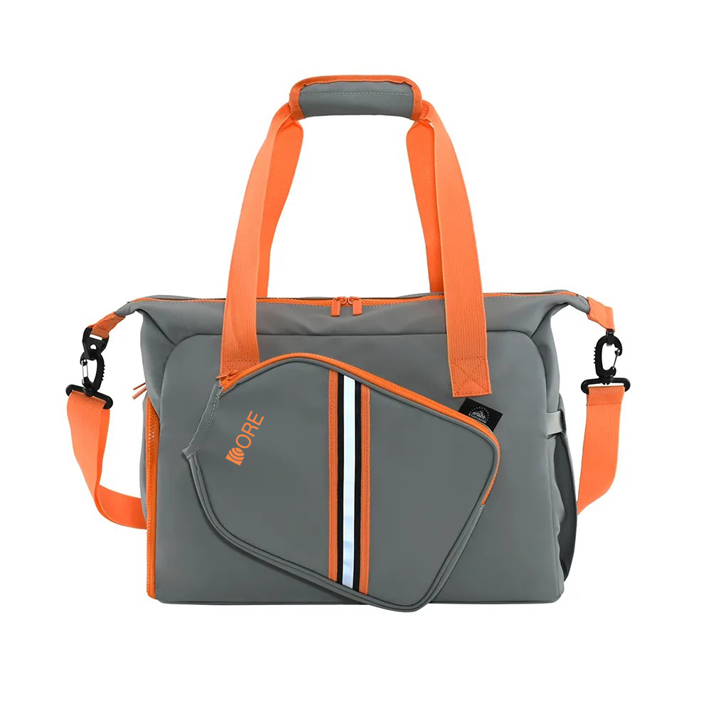 Borsa Sportiva In Pelle PU Bianca Per Pickleball - Borsone Con Tasca Per 2 Pale E Portabottiglia - 3
