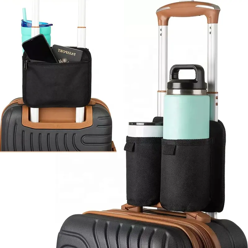New trend customized luggage storage cup holder airline ticket cup storage bag travel cup holder travel essentials for women