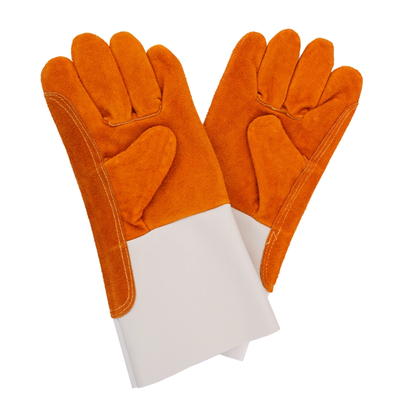 35cm Palm Cowhide Arm Microfiber Leather Welding Gloves