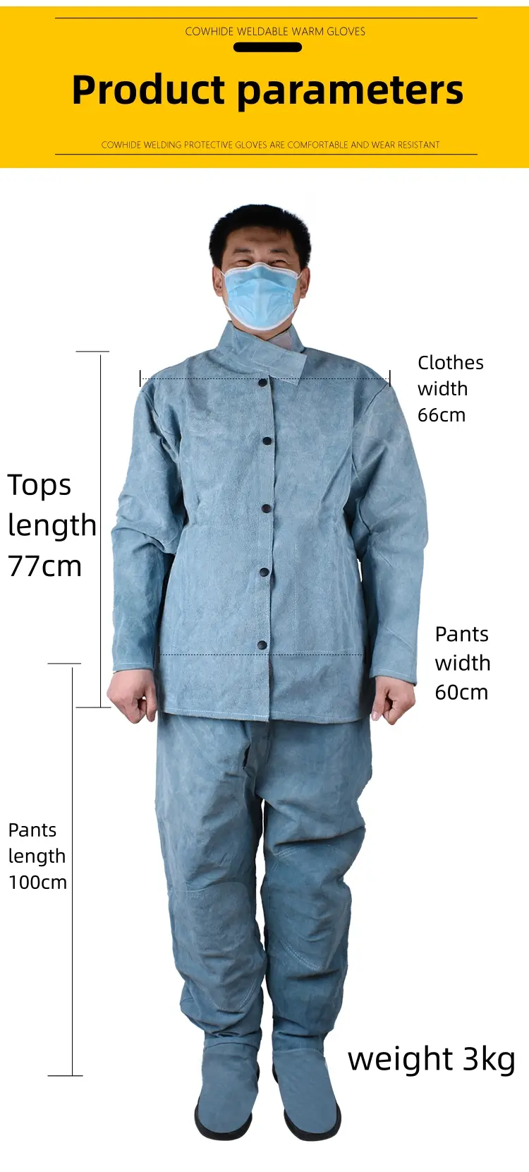 Export GJ18-cowhide welding suit-three-strand wire