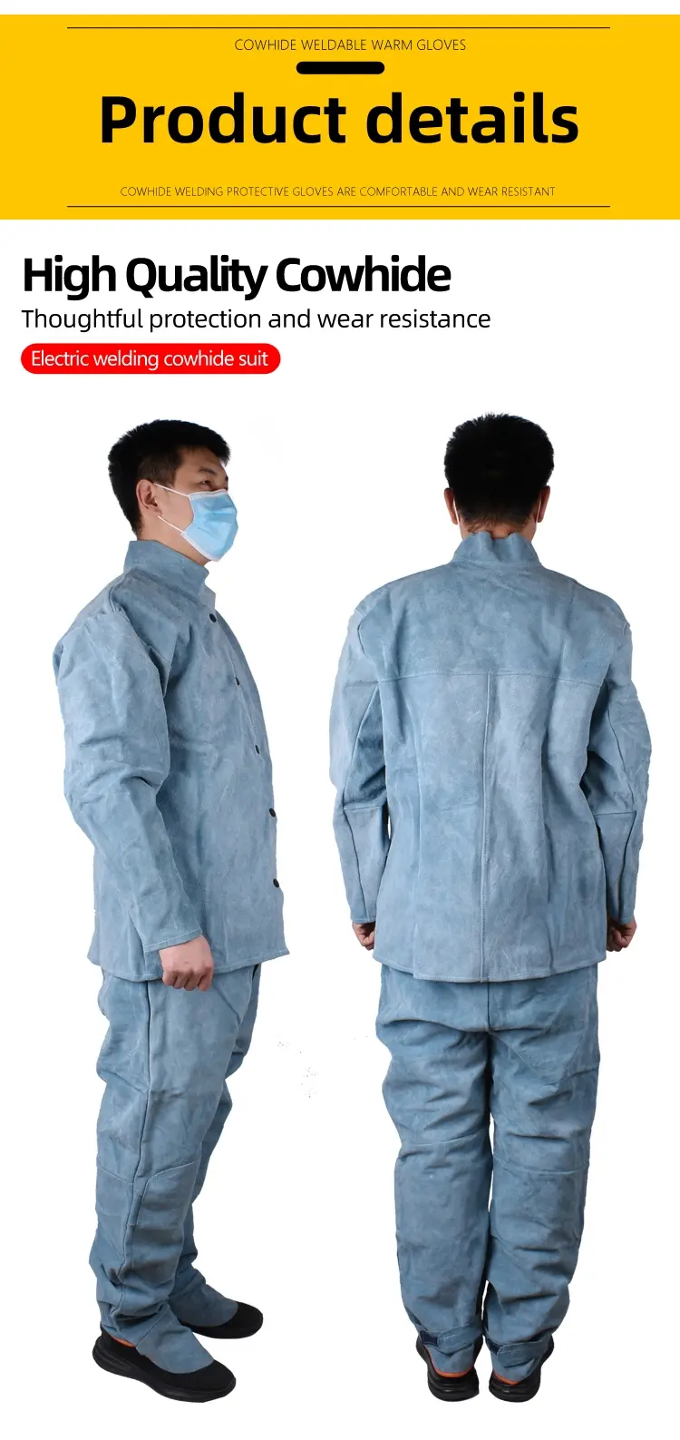 Export GJ18-cowhide welding suit-three-strand wire