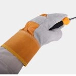 China High Quality Plush Palms Short Universal 26.5cm Cowhide Leather Gloves Supplier | Dtlabor