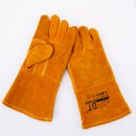 China High Quality Golden Yellow 14'' Cowhide Welding Heat Resistant Gloves Supplier | Dtlabor