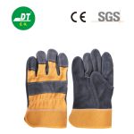 China High Quality 10.5" Suede Leather Yellow Cloth Split Palm Gloves Supplier | Dtlabor