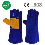 Guantes de soldadura con engrosamiento de boca de tigre de color azul de 14