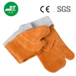 China High Quality Grade AB 14-inch Two Colors Cowhide Three-finger Fireproof Welding Gloves Supplier | Dtlabor