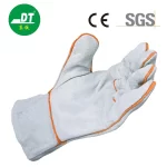 China High Quality Grade AB Cowhide 11 Inches Grey Color Fireproof Wire Safety Gloves Supplier | Dtlabor