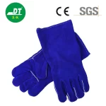 China High Quality Grade AB Cowhide 14 Inches Royal Blue Double Lined Welding Gloves Supplier | Dtlabor