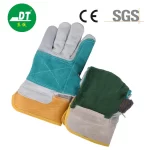 China High Quality Grade AB Palm And Two Fingers Reinforced Cowhide Gloves Supplier | Dtlabor