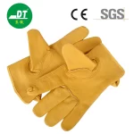 China High Quality Yellow Short 10.5 Inches Cowhide Insert Finger Driver Gloves Supplier | Dtlabor