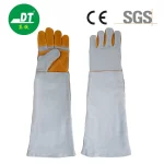 China High Quality AB Grade 24-inch Palm And Five Fingers Reinforced Fireproof Line Extended Cowhide Welding Gloves Supplier | Dtlabor