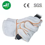 China High Quality Grade AB Cowhide 11 Inches Grey Color Fireproof Wire Safety Gloves Supplier | Dtlabor