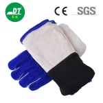 China High Quality Grade AB Cowhide 14 Inches Royal Blue Double Lined Welding Gloves Supplier | Dtlabor