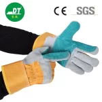 China High Quality Grade AB Palm And Two Fingers Reinforced Cowhide Gloves Supplier | Dtlabor