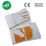 China High Quality AB Grade 24-inch Palm And Five Fingers Reinforced Fireproof Line Extended Cowhide Welding Gloves Supplier | Dtlabor