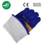 China High Quality A Grade Sapphire Blue 14 Inches Fireproof Cowhide Welding Gloves Supplier | Dtlabor