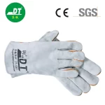 China High Quality Grade AB Cowhide 11 Inches Grey Color Fireproof Wire Safety Gloves Supplier | Dtlabor