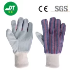 China High Quality AB Grade Cowhide Elastic Cuffs Striped Welding Gloves Supplier | Dtlabor