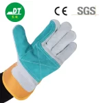 China High Quality Grade AB Palm And Two Fingers Reinforced Cowhide Gloves Supplier | Dtlabor