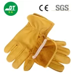 China High Quality Yellow Short 10.5 Inches Cowhide Insert Finger Driver Gloves Supplier | Dtlabor