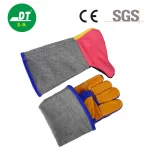 China High Quality Grade AB Sapphire Blue 16 Inches Full Palm Reinforced Cowhide Gloves Supplier | Dtlabor