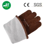 China High Quality AB Grade Cowhide 14 Inches Brown Color Fireproof Welding Gloves Supplier | Dtlabor