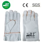 China High Quality Grade AB Cowhide 11 Inches Grey Color Fireproof Wire Safety Gloves Supplier | Dtlabor