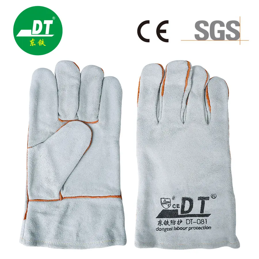 Grade AB Cowhide 11 Inches Grey Color Fireproof Wire Safety Gloves