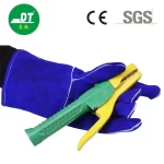 China High Quality Grade AB Cowhide 14 Inches Royal Blue Double Lined Welding Gloves Supplier | Dtlabor