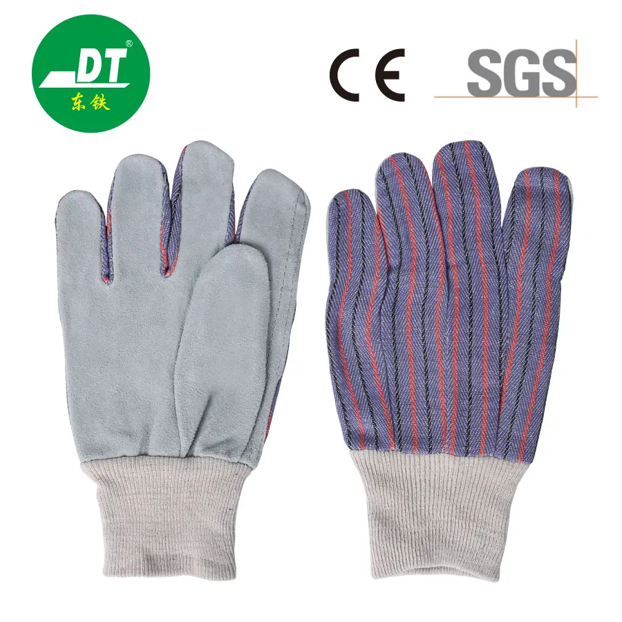 AB Grade Cowhide Elastic Cuffs Striped Welding Gloves