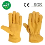 China High Quality Yellow Short 10.5 Inches Cowhide Insert Finger Driver Gloves Supplier | Dtlabor