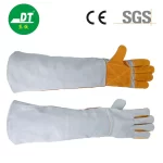 China High Quality AB Grade 24-inch Palm And Five Fingers Reinforced Fireproof Line Extended Cowhide Welding Gloves Supplier | Dtlabor