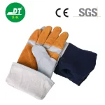 China High Quality Grade A Cowhide 14 Inches Palm Five Fingers Reinforced Fireproof Wire Welding Gloves Supplier | Dtlabor