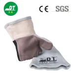 China High Quality Grade AB Cowhide 11 Inches Grey Color Fireproof Wire Safety Gloves Supplier | Dtlabor