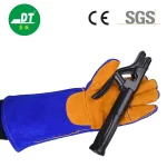 China High Quality Grade AB Sapphire Blue 16 Inches Full Palm Reinforced Cowhide Gloves Supplier | Dtlabor