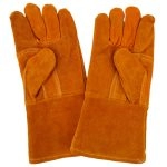 China High Quality Golden Yellow 14'' Cowhide Welding Heat Resistant Gloves Supplier | Dtlabor