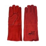 Guantes de soldadura de piel de vaca de color rojo de 14