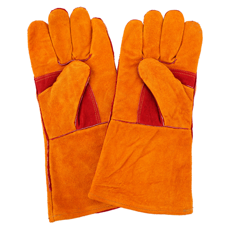 14” AB Grade Thickened Palms Cowhide Leather Long Welding Gloves