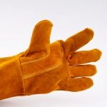 China High Quality Golden Yellow 14'' Cowhide Welding Heat Resistant Gloves Supplier | Dtlabor